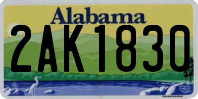 AL license plate 2AK1830