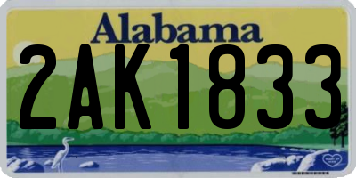AL license plate 2AK1833