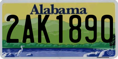 AL license plate 2AK1890