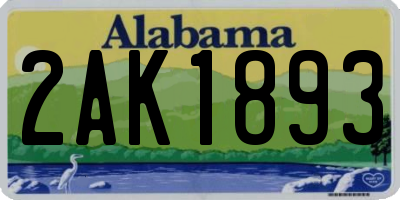 AL license plate 2AK1893
