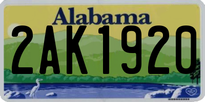 AL license plate 2AK1920