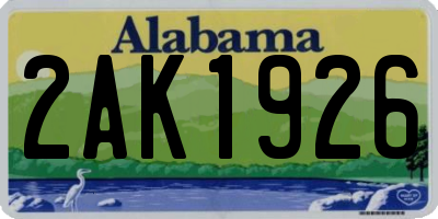 AL license plate 2AK1926
