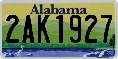 AL license plate 2AK1927
