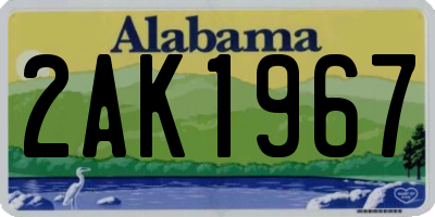 AL license plate 2AK1967