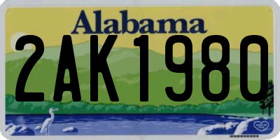 AL license plate 2AK1980