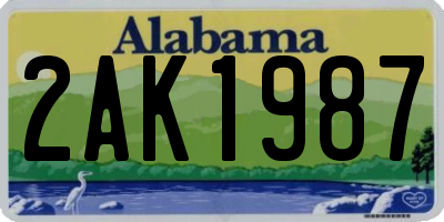 AL license plate 2AK1987