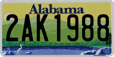 AL license plate 2AK1988