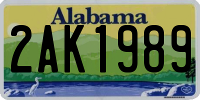 AL license plate 2AK1989