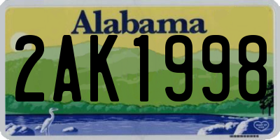 AL license plate 2AK1998