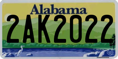 AL license plate 2AK2022
