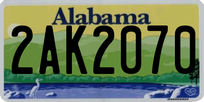 AL license plate 2AK2070