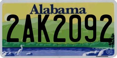 AL license plate 2AK2092