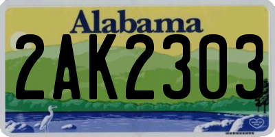 AL license plate 2AK2303