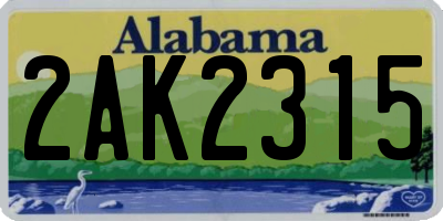 AL license plate 2AK2315