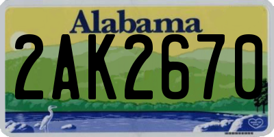 AL license plate 2AK2670