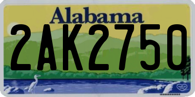 AL license plate 2AK2750