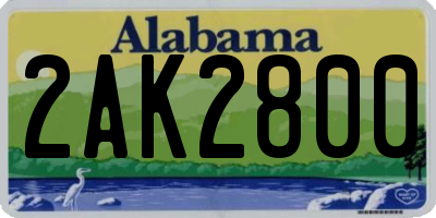 AL license plate 2AK2800