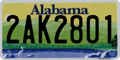 AL license plate 2AK2801