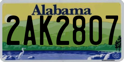 AL license plate 2AK2807