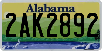AL license plate 2AK2892