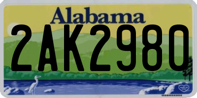 AL license plate 2AK2980
