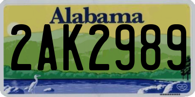 AL license plate 2AK2989