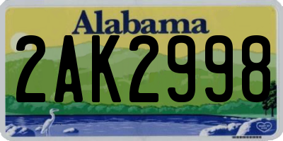 AL license plate 2AK2998