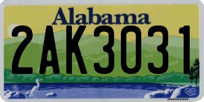AL license plate 2AK3031