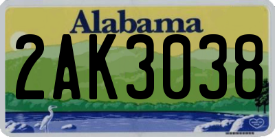 AL license plate 2AK3038