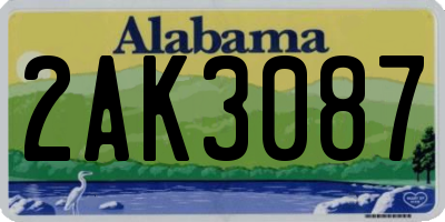 AL license plate 2AK3087