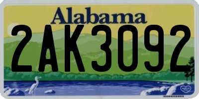 AL license plate 2AK3092