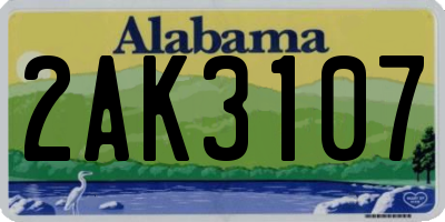 AL license plate 2AK3107