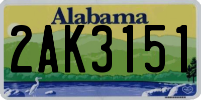 AL license plate 2AK3151