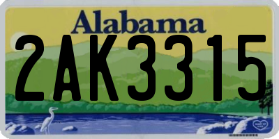AL license plate 2AK3315