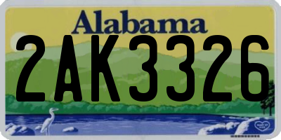 AL license plate 2AK3326