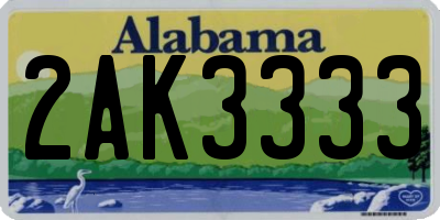 AL license plate 2AK3333