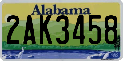 AL license plate 2AK3458