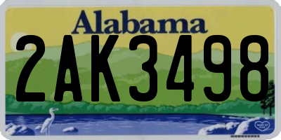 AL license plate 2AK3498
