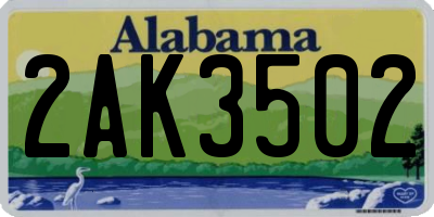 AL license plate 2AK3502