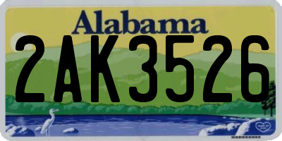 AL license plate 2AK3526