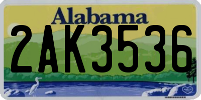 AL license plate 2AK3536