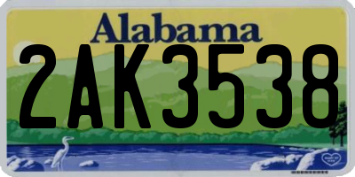 AL license plate 2AK3538