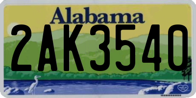 AL license plate 2AK3540