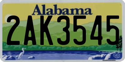 AL license plate 2AK3545