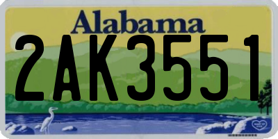 AL license plate 2AK3551