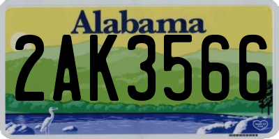 AL license plate 2AK3566