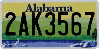 AL license plate 2AK3567