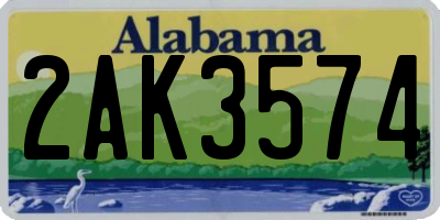 AL license plate 2AK3574