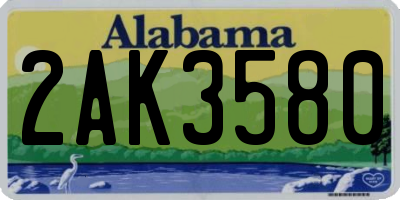 AL license plate 2AK3580