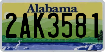 AL license plate 2AK3581